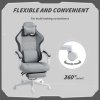 HOMCOM Ergonomic High Back Gaming Chair for Adults, Printed Velvet Computer Recliner Chair with Footrest, Lumbar Support, Adjustable Height and 360 Swivel Seat for Office or Gaming, Grey