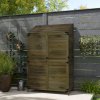 Outsunny Lean-to Small Shed, Tall Wooden Garden Shed with Slatted Bottom, Magnetic Doors, Double Shelves, Outdoor Tool Log Store, 103.5 x 59 x 174.5 cm, Olive Brown