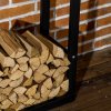 HOMCOM Metal Firewood Log Holder Tall Firewood Rack Indoor Outdoor Fireplace Wood Storage Shelf with Side Rails, Rust-Resistant, Black, 60W x 25D x 150H cm