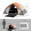Outsunny Camping Tent, 2 Man Dome Tent, 3000mm Waterproof, with Sewn-in Groundsheet, Carry Bag and Top Hook, for Fishing Hiking Festival, Grey and Orange