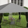 Outsunny 3 x 3m Pop Up Gazebo, 420D Garden Tent Canopy with Removable Mesh Sidewall Netting, Carry Bag for Garden Patio Outdoor, Light Grey