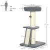 PawHut Cat Tree Tower, Cat Activity Centre, with Sisal Scratching Post, Multi Level Cat Climbing Frame Indoor, 48 x 48 x 92 cm, Dark Grey