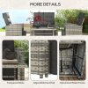 Outsunny 4 Piece Rattan Garden Furniture Set with Adjustable Backrest, Wicker Outdoor Furniture Sofa Set with Loveseat, Reclining Armchairs, Thickened Cushions and Glass Top Table, Light Grey