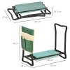 Outsunny 2 in 1 Garden Kneeler Seat, Kneeling Pad Support Bench, Foldable Knee Protector with Tool Bag, Green