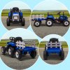 HOMCOM Electric Ride on Tractor 12V Kids Electric Car with Detachable Trailer Remote Control, Music, Horn, Lights, Start-Up Sound, for Ages 3-6 Years - Blue