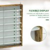 HOMCOM 7-Tier Wall Mounted Display Cabinet, Display Case with 6 Adjustable Shelves, Glass Doors for Home Office Ornaments 83x80cm, Rustic Brown