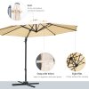 Outsunny 3(m) Patio Offset Parasol Roma Umbrella Cantilever Hanging Sun Shade Canopy Shelter Tilt 360 Rotation with Aluminium Frame Hand Crank Cross Base, Beige