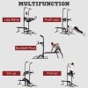 HOMCOM Multifunction Power Tower Home Workout Dip Station w/ Sit-up Bench Push-up Bars and Tension Ropes Fitness Equipment Office Gym Training