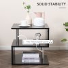 HOMCOM Wooden S Shape Cube Coffee Table 2 Tier Storage Shelves Organizer Office Bookcase Living Room End Desk Stand Display 