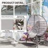 Outsunny Egg Chair with Soft Cushion, Outdoor Lounge Chair with Steel Frame and Side Pocket, Garden Leisure Seat for Indoor, Outdoor, Light Grey