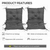 Outsunny Set of 2 Garden Chair Cushions 50W x 98L x 8D cm Comfortable Seat Pad with Backrest for Sunbeds, Rocking Chairs, Loungers for Outdoor & Indoor Use, Dark Grey