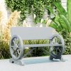 Outsunny Wooden Garden Bench, 2 Seater Outdoor Bench Outdoor with Wagon Wheel Armrests and High Back, Grey