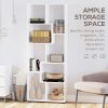 HOMCOM 8-Tier Freestanding Bookcase w/ Melamine Surface Anti-Tipping Foot Pads Home Display Storage Grid Stand Bedroom Living Room Furniture Modern Style 
