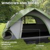 Outsunny Camping Tent, 2 Man Dome Tent, 3000mm Waterproof, with Sewn-in Groundsheet, Carry Bag and Top Hook, for Fishing Hiking Festival, Grey and Green