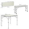Outsunny Foldable Camping Picnic Table and Chairs, Lightweight Aluminium Garden Table Set with 2 Benches for Camping, Garden, Party, BBQ, Silver