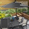 Outsunny 90kg Cantilever Parasol Base with Wheels, Water and Sand Filled Umbrella Stand Weights for Garden Banana Parasol with T-shaped Cross Base and Handle, Black