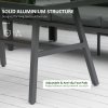 Outsunny 4 Piece L-shaped Garden Furniture Set 8-Seater Aluminium Outdoor Dining Set Conversation Sofa Set w/ Bench, Dining Table & Cushions, Grey