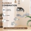 PawHut Cat Wall Shelves, 4 Piece Wall-Mounted Cat Tree with Steps, Ladder, Jumping Platforms, Scratching Posts, Toy Ball, Cat Wall Furniture for Indoor Cats, Light Grey