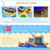 Outsunny 5 in 1 Kids Bouncy Castle Narwhals Style Inflatable House with Slide Trampoline Pool Water Gun Climbing Wall with Inflator Carrybag, 4.2 x 3.7 x 2.3m