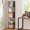 HOMCOM 5-Tier Bookshelf, Modern Tall Bookcase with Steel Frame, Freestanding Display Storage Unit for Living Room, Bedroom, Study, Home Office, Rustic Brown