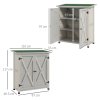 Outsunny Wooden Garden Storage Shed, Tool Cabinet Organiser with Shelves and Double Door, 110 x 55 x117cm, Light Grey