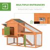 PawHut Chicken Coop with Run Outdoor, Wooden Hen House, Poultry Coop with Nesting Box, Slide-out Tray, Ramp, Perches, Asphalt Roof, 179 x 67 x 115cm