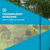 Outsunny Camping Windbreak, 5 Pole Windbreaker Blocker with Clear Windows, Carry Bag and Steel Poles, for Beach Caravan Campervan, 725 x 140cm, Blue