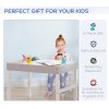 HOMCOM kids Table and Chair Set 2 in 1 Activity Play Table for Bricks Toddler Furniture w/Storage Space, Ideal for Reading, Arts & Crafts - Grey
