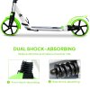 HOMCOM Folding Kick Scooter, Adjustable Ride On Scooter with 200mm Big Wheels and Double Shock Absorption, Urban Scooter for 14+ Teens Adult, Green