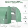 Outsunny Large Polytunnel Walk In Greenhouse, Plant Gardening Tunnel Green House with Metal Hinged Door, Galvanised Steel Frame & Mesh Windows, Green (3 x 4 m)