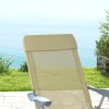 Outsunny Outdoor Sun Lounger Set of 2, Reclining Garden Chairs with Adjustable Footrest, 2 Pieces Recliner with 5-level Adjustable Backrest, Headrest, Beige