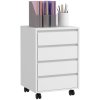 HOMCOM Mobile Filing Cabinet with 4 Drawers, Under Desk Storage Cabinet for Home Office, White