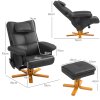 HOMCOM Massage Recliner Chair with Footstool, Upholstered Armchair with Adjustable Backrest, Remote Control, Hidden Storage and Charger for Living Room, Bedroom, Black