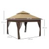 Outsunny 3 x 3(m) Pop Up Gazebo with Mosquito Netting, 1 Person Easy up Marquee Party Tent with 1-Button Push, Double Roof, Carry Bag, Sandbags, Height Adjustable Instant Shelter, Khaki