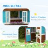 Outsunny Wooden Playhouse for Kids Outdoor Wendy House with Doors, Windows, Plant Pots, Boxes, for 3-8 Years - Dark Brown