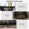 Outsunny Outdoor Coffee Table, Round PE Rattan Side Table with Tempered Glass Table Top, Hollow Drum Design for Garden, Balcony, Patio, Black