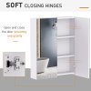 HOMCOM Mirror Cabinet, Wall Mount Bathroom Storage Cabinet with Adjustable Shelf, Double Door Cupboard, 60 x 15 x 75 cm