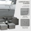 Outsunny 6PC Garden Rattan Sofa Set Bonzer Outdoor Furniture Patio Table Loveseat Stool Lounging Ottoman Aluminium Frame Wicker Weave Conservatory Grey