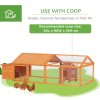 PawHut Chicken Run, Wooden Chicken Coop with Nesting Box, Openable Roof for 4-8 Chickens, Rabbits, Ducks, for Garden - Orange
