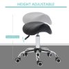 HOMCOM Cosmetic Stool 360?? Rotate Height Adjustable Salon Massage Spa Chair Hydraulic Rolling Faux Leather Saddle Stool Mobility, Black