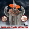 HOMCOM 183cm Orange Classic Clown Outdoor Halloween Decoration, Halloween Animatronic with Sound Activated, Light Up Eyes, Sound Effects, Animated Prop for Haunted House