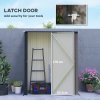 Outsunny 5ft x 3ft Lean to Garden Shed, Metal Outdoor Storage Shed with Single Lockable Door, Tool Storage Shed for Garden, Patio, Light Grey