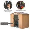 Outsunny 9 x 6FT Outdoor Garden Roofed Metal Storage Shed Tool Box with Foundation Ventilation & Doors Khaki