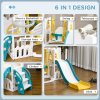 AIYAPLAY Toddler Swing and Slide Set, 6-in-1 Baby Climber and Swing Set, Kids Playground with Basketball Hoop, Telescope, Storage Space - Yellow