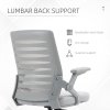 Vinsetto Mesh Office Chair, Swivel Task Desk Chair with Lumbar Back Support, Flip-Up Arm, Adjustable Height for Home Office, Grey