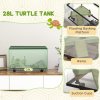 PawHut Turtle Tank, 28L Glass Turtle Aquarium with Basking Platform, Ramp, Easy Drainage, Strip Patch Thermometer, for Small Turtles, 45 x 25 x 29cm