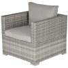 Outsunny Single Rattan Garden Chair, PE Wicker Garden Armchair with Cushions, Outdoor Rattan Chair with Armrests and Steel Frame for Conservatory, Porch, Patio, Balcony, Grey