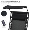 Outsunny Foldable Reclining Garden Chair with Headrest, Zero Gravity Deck Sun Lounger Seat Chair with Footrest, Armrest, Cup Holder & Canopy Shade, Black