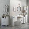 kleankin Slim Bathroom Storage Unit with Open Shelf, Bathroom Storage Cabinet with Beadboard Door and Adjustable Shelf, 32 x 30 x 80 cm, White