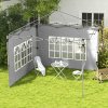 Outsunny Gazebo Side Panels with Window for 3x3(m) or 3x4m Pop Up Gazebo, 2 Pack Sides Replacement, Grey
